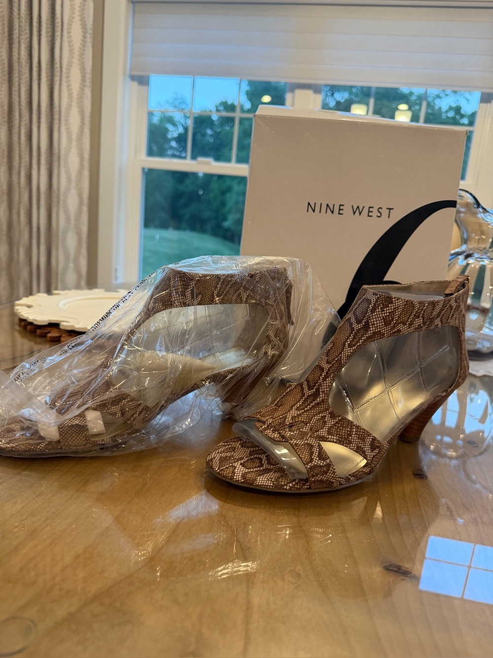 Asprey Brown Snakeskin Open-Toe Heels